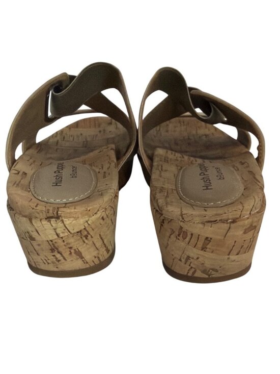 Hush Puppies COCO Gold Slide Wedge Sandals With Cork Sole Womens Size 6 - Picture 4 of 9